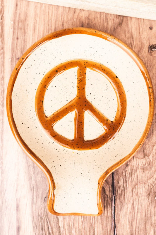 6.25 x 4.75 Peace Out Stoneware Spoon Rest